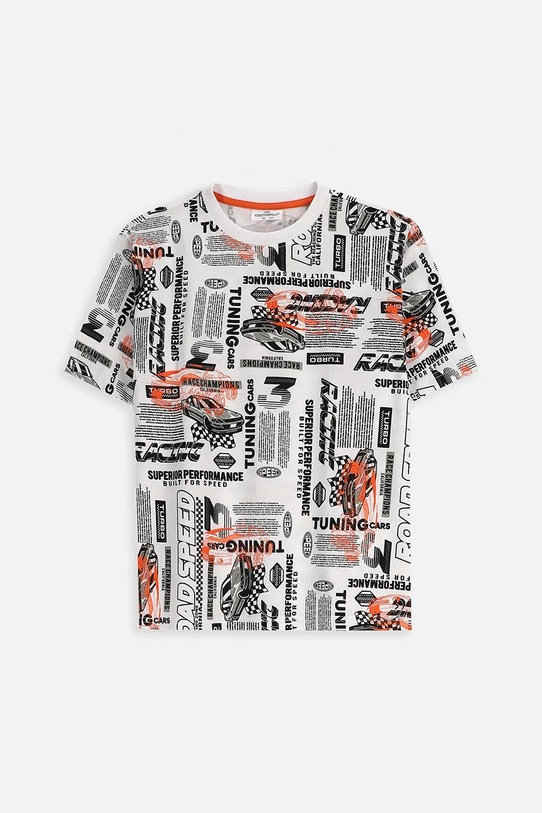 Coccodrillo t-shirt bawełniany dziecięcy wzorzyste biały ZC5143201VBA
