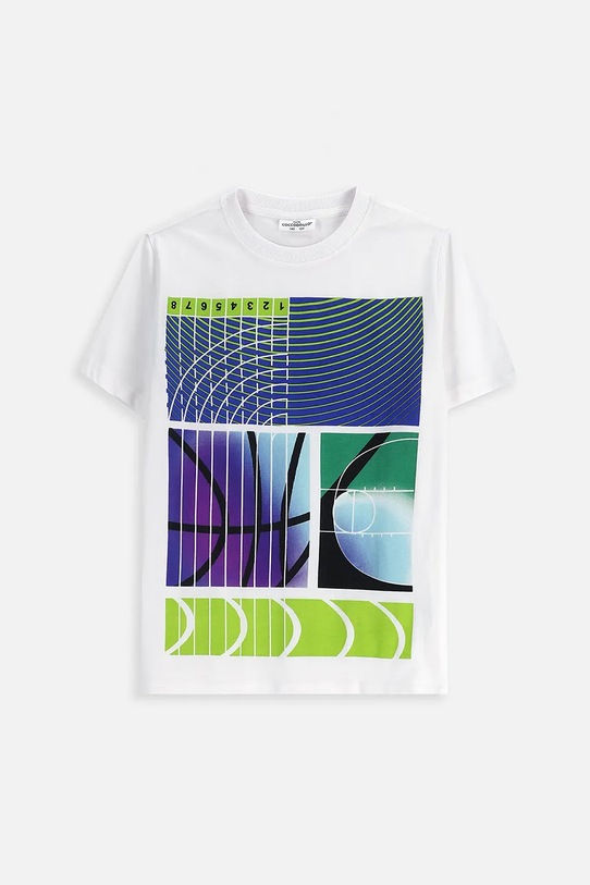 Coccodrillo t-shirt bawełniany dziecięcy nadruk biały ZC5143222VBA