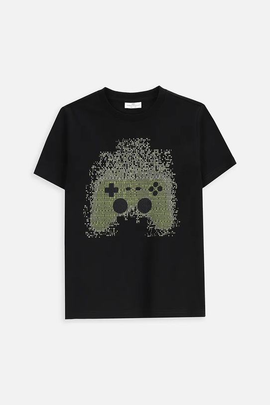 Coccodrillo t-shirt bawełniany dziecięcy nadruk czarny ZC5143228VBA
