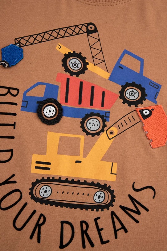 Coccodrillo t-shirt bawełniany dziecięcy brązowy ZC5143202CBK