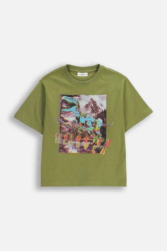 Coccodrillo t-shirt bawełniany dziecięcy wzorzyste zielony ZC5143209VBA