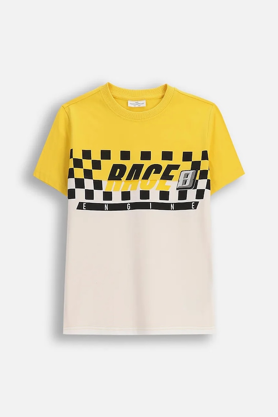 Coccodrillo t-shirt bawełniany dziecięcy nadruk żółty ZC5143201CBJ