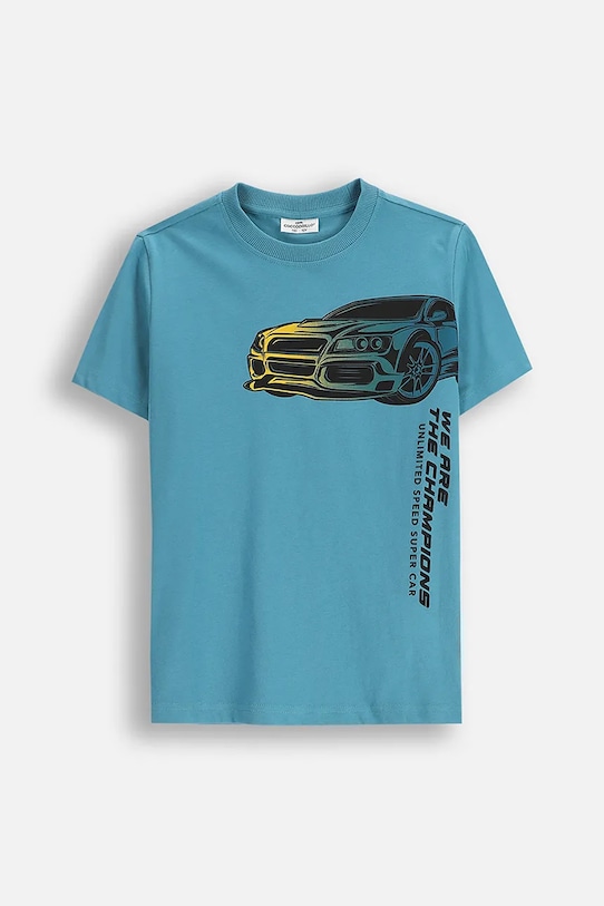 Coccodrillo t-shirt bawełniany dziecięcy nadruk turkusowy ZC5143202CBJ