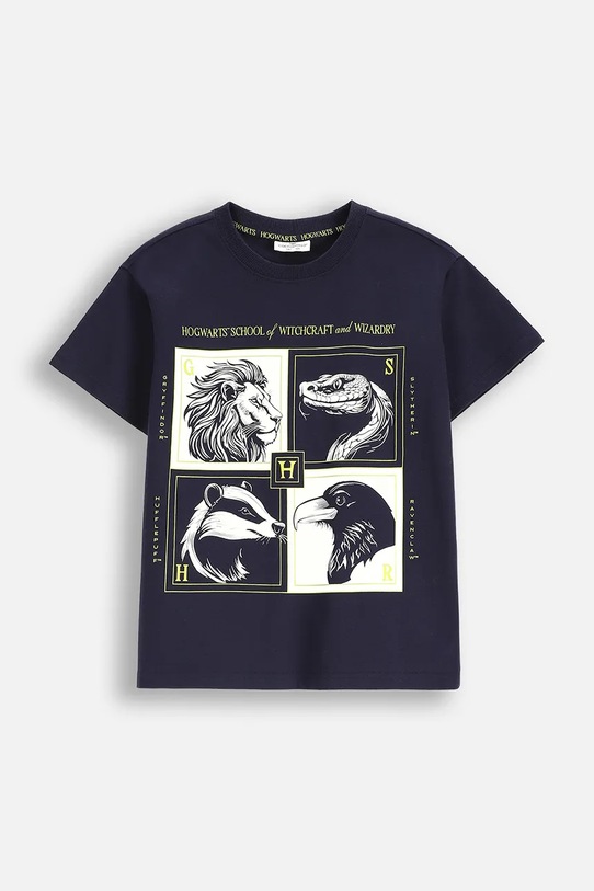 Coccodrillo t-shirt bawełniany dziecięcy nadruk granatowy ZC5143202LBW