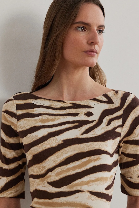 Kratka majica Lauren Ralph Lauren bež 200971095