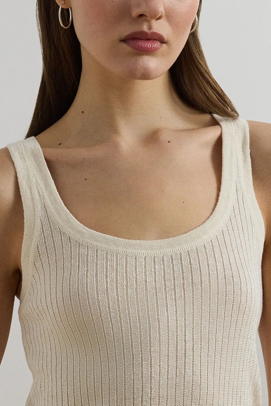 Lauren Ralph Lauren t-shirt bez rękawów beżowy 200971352