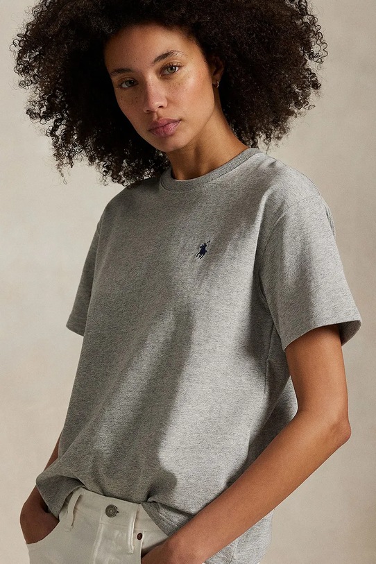 Pamučna majica Polo Ralph Lauren siva 211967104