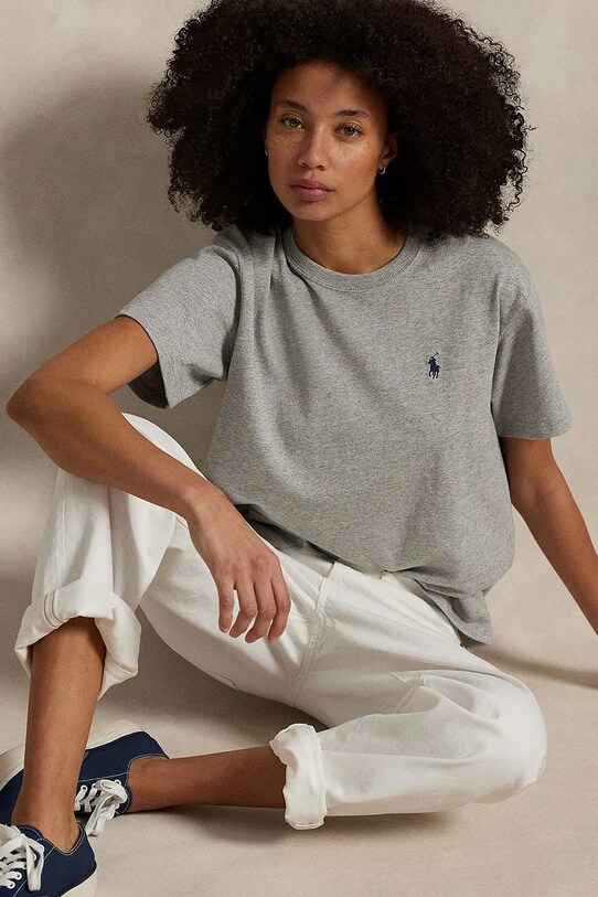 Pamučna majica Polo Ralph Lauren 211967104 siva