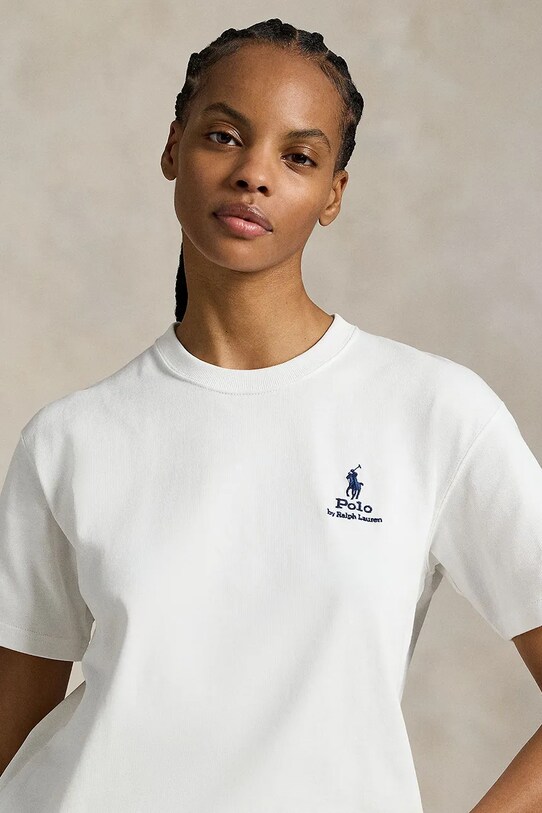 Βαμβακερό μπλουζάκι Polo Ralph Lauren λευκό 211971712
