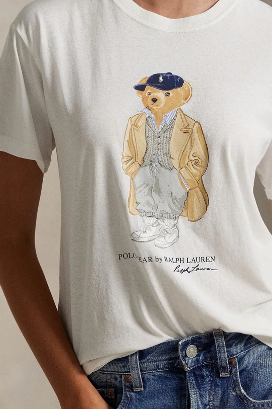 Βαμβακερό μπλουζάκι Polo Ralph Lauren λευκό 211971752