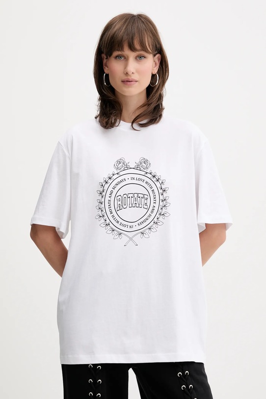 Rotate t-shirt bawełniany nadruk biały 114393400