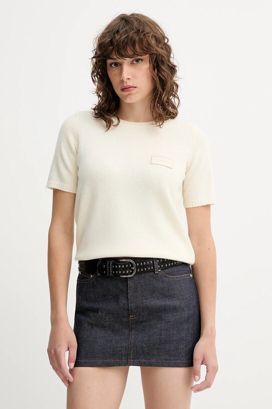 MUNTHE sweter wełniany PANTAS okrągły beżowy 252160425270