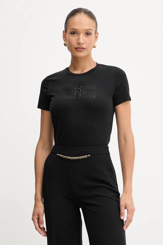 Βαμβακερό μπλουζάκι Elisabetta Franchi βαμβάκι μαύρο MA00756E2
