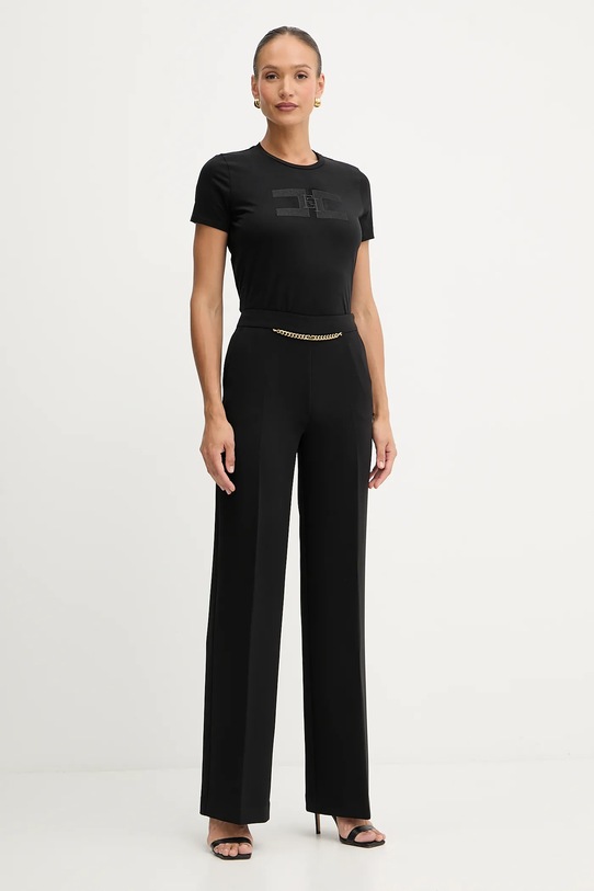 Βαμβακερό μπλουζάκι Elisabetta Franchi MA00756E2 μαύρο AW25
