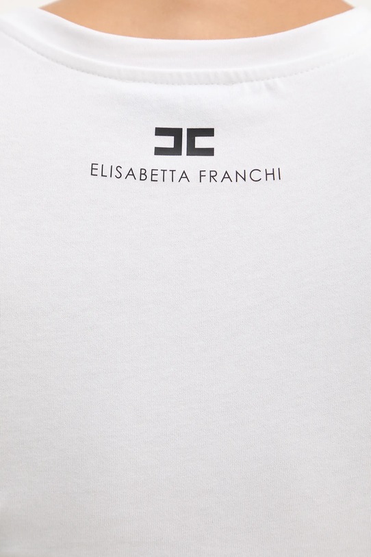 Βαμβακερό μπλουζάκι Elisabetta Franchi MA01656E2 λευκό