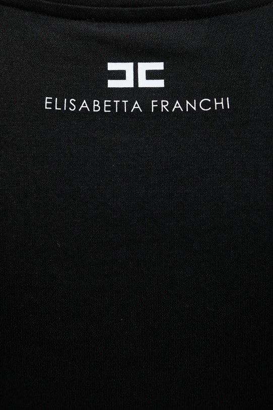 Βαμβακερό μπλουζάκι Elisabetta Franchi MA01656E2 μαύρο