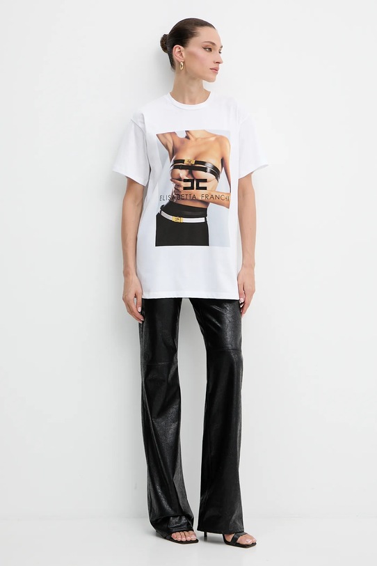 Elisabetta Franchi t-shirt bawełniany MA02456E2 biały AW25
