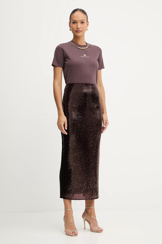 Βαμβακερό μπλουζάκι Elisabetta Franchi MA02856E2 μπορντό AW25
