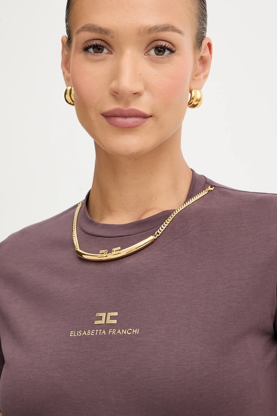 Βαμβακερό μπλουζάκι Elisabetta Franchi μπορντό MA02856E2