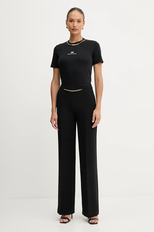 Βαμβακερό μπλουζάκι Elisabetta Franchi MA02856E2 μαύρο AW25