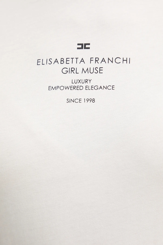 Elisabetta Franchi t-shirt bawełniany MA63D56E2 beżowy