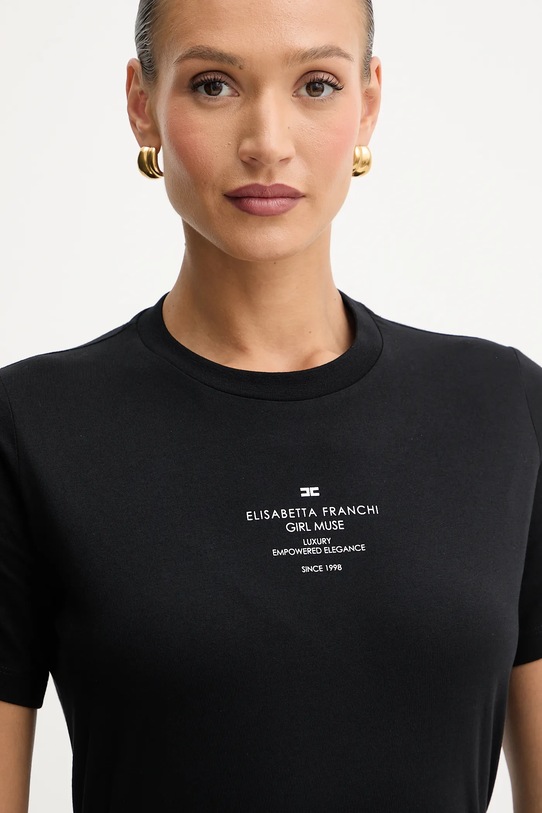 Βαμβακερό μπλουζάκι Elisabetta Franchi μαύρο MA63D56E2