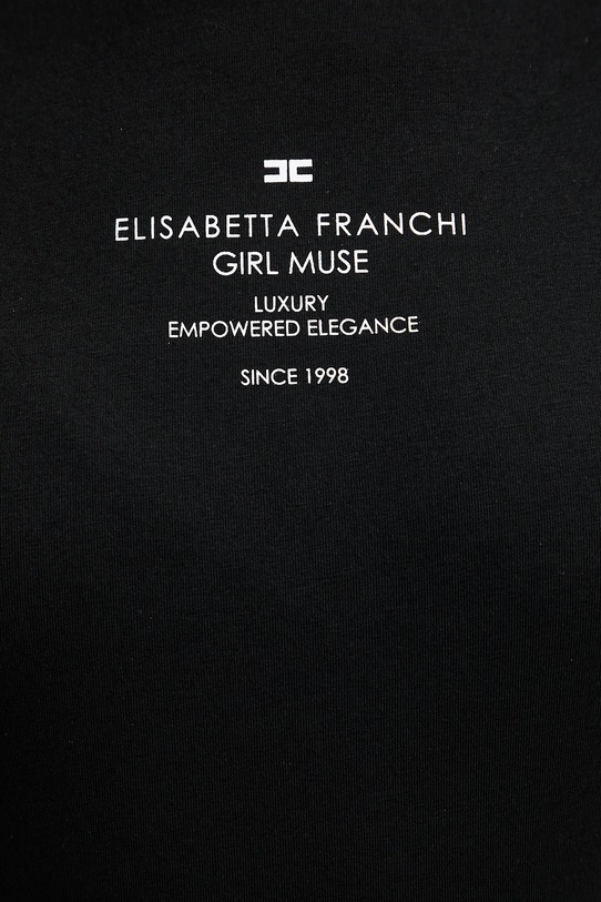 Βαμβακερό μπλουζάκι Elisabetta Franchi MA63D56E2 μαύρο