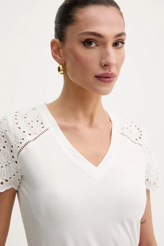Morgan tricou din bumbac alb DMATY