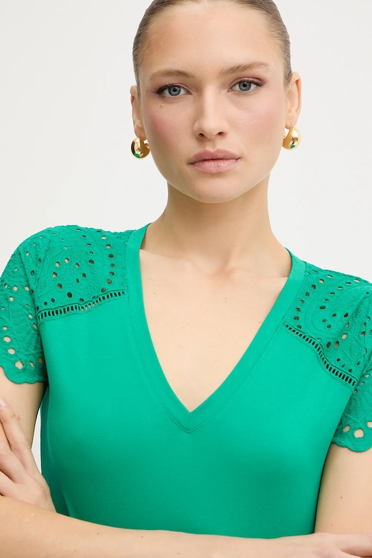 Morgan tricou din bumbac verde DMATY