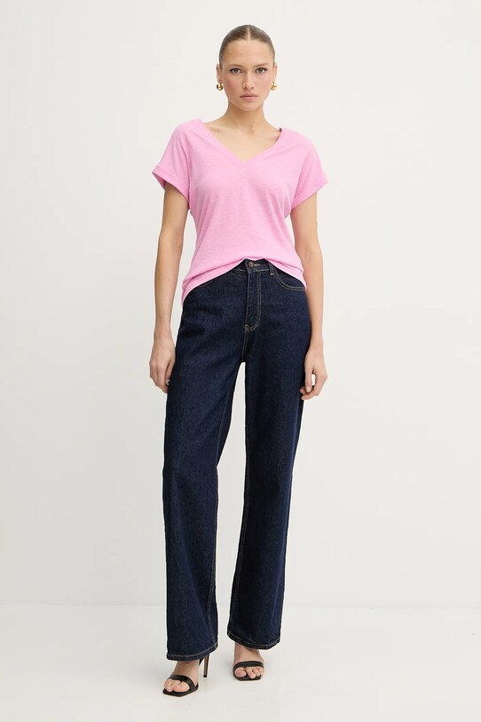 Morgan tricou din amestec de in DORINE roz SS25