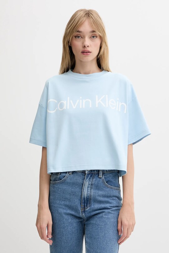 Calvin Klein t-shirt bawełniany nadruk niebieski LV044C903G