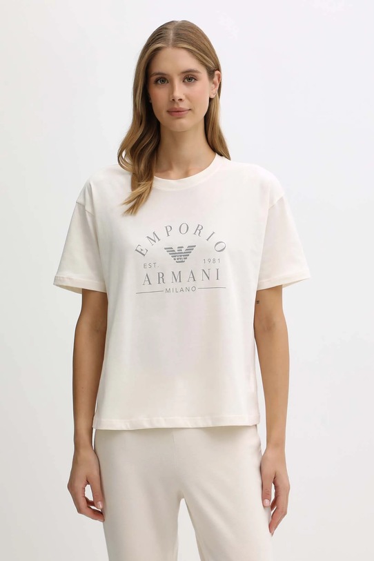 Emporio Armani Underwear tricou lounge din bumbac print bej EW001898.AF15345