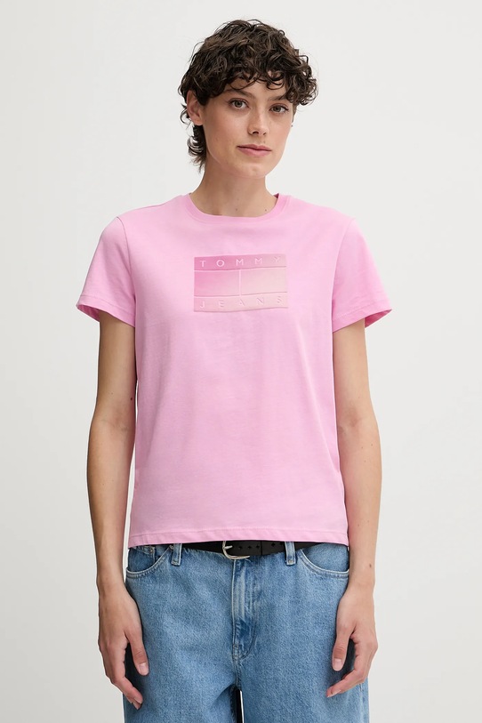 Tommy Jeans pamut póló pamut rózsaszín DW0DW20905
