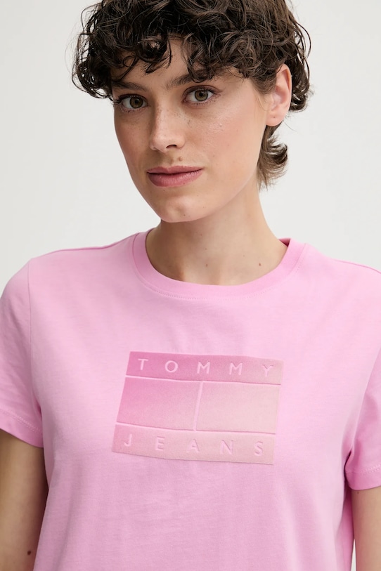 Ruházat Tommy Jeans pamut póló DW0DW20905 rózsaszín