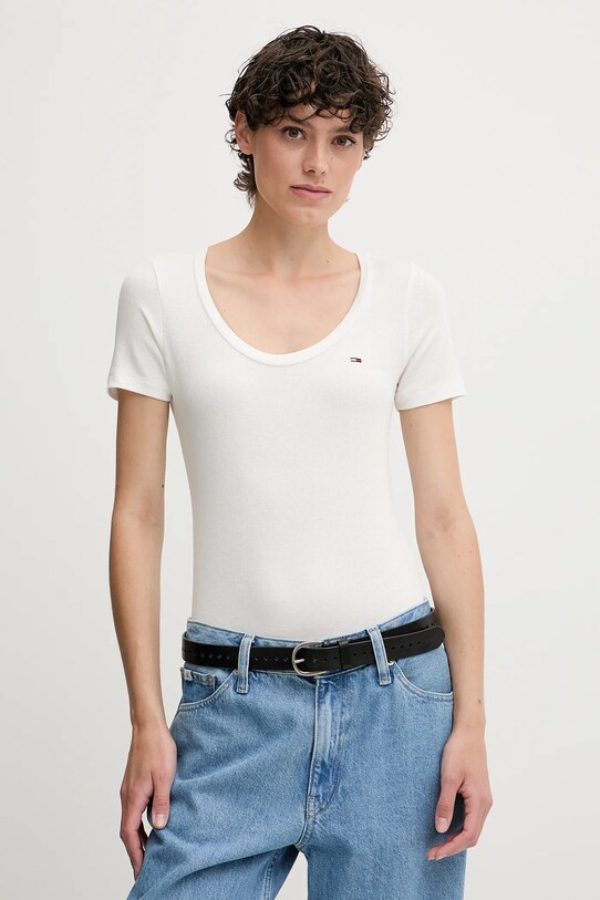 Tommy Jeans t-shirt elasztánnal fehér DW0DW20916