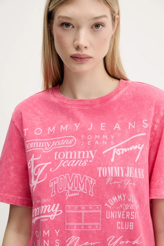 Tommy Jeans t-shirt bawełniany różowy DW0DW20923