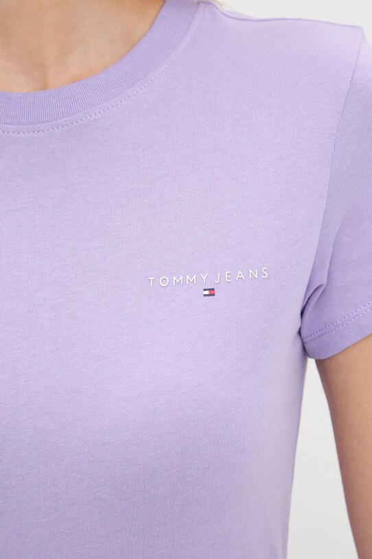 Tommy Jeans pamut póló lila DW0DW21164