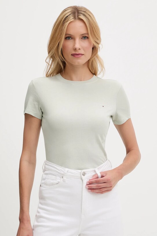 Tommy Jeans pamut póló pamut zöld DW0DW21164