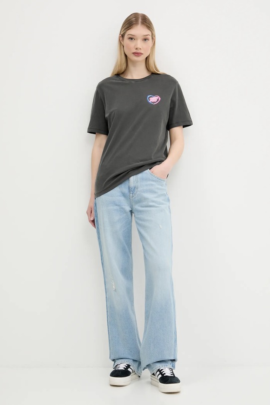 Tommy Jeans tricou din bumbac DW0DW21358 gri AW25