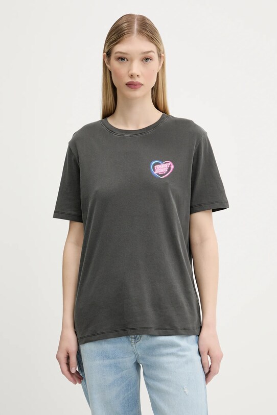 Îmbrăcăminte Tommy Jeans tricou din bumbac DW0DW21358 gri