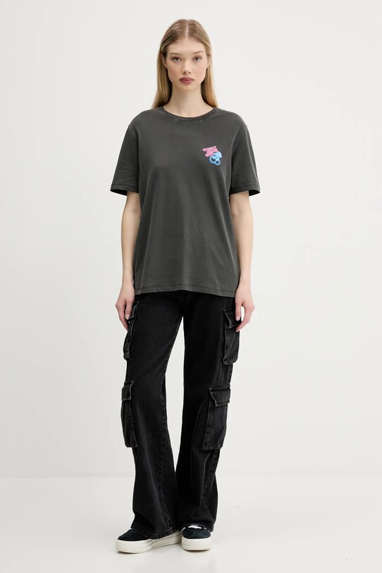 Bavlněné tričko Tommy Jeans DW0DW21358 šedá AW25