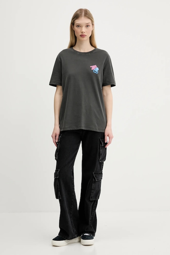 Βαμβακερό μπλουζάκι Tommy Jeans DW0DW21358 γκρί AW25