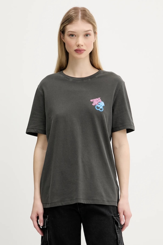 Ρούχα Βαμβακερό μπλουζάκι Tommy Jeans DW0DW21358 γκρί