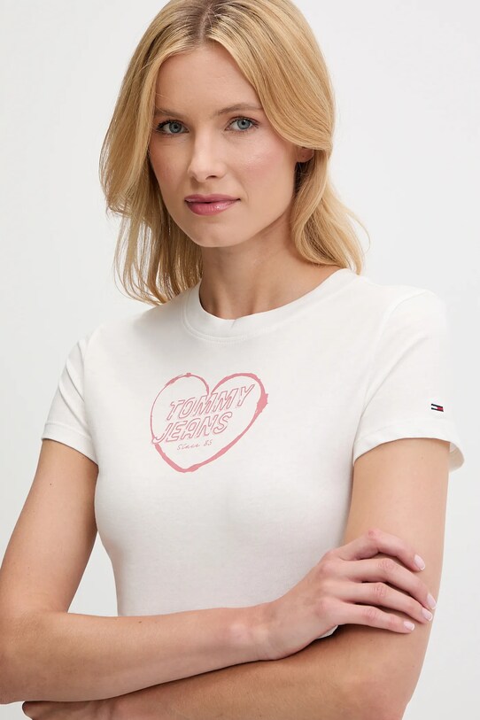 Ruházat Tommy Jeans pamut póló DW0DW21390 fehér