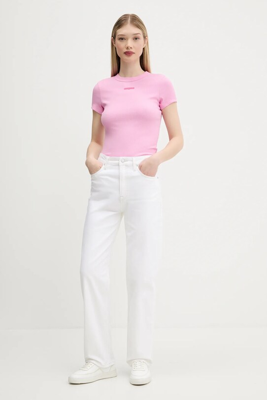 Tommy Jeans t-shirt DW0DW21402 różowy AW25