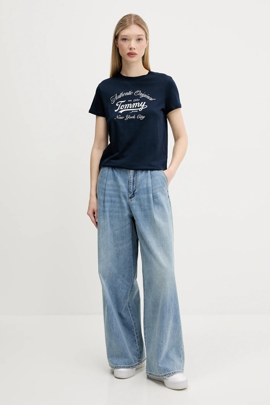 Tommy Jeans tricou DW0DW21404 bleumarin AW25