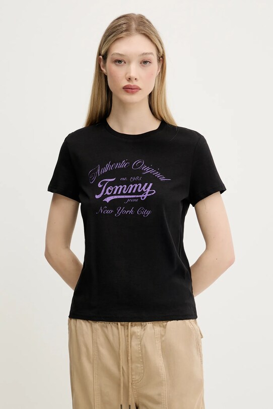 Tommy Jeans tricou print negru DW0DW21404