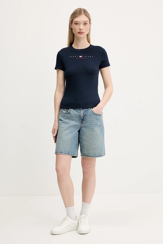 Tommy Jeans tricou din bumbac DW0DW21422 bleumarin AW25