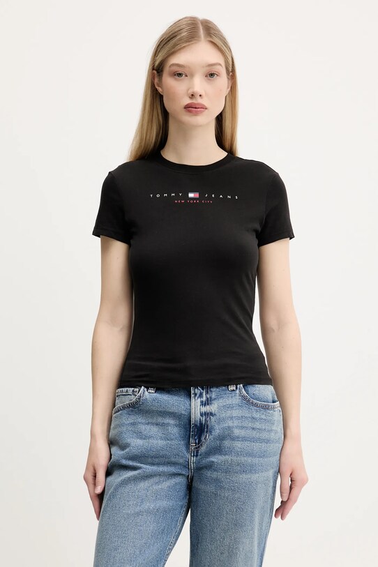 Tommy Jeans tricou din bumbac print negru DW0DW21422
