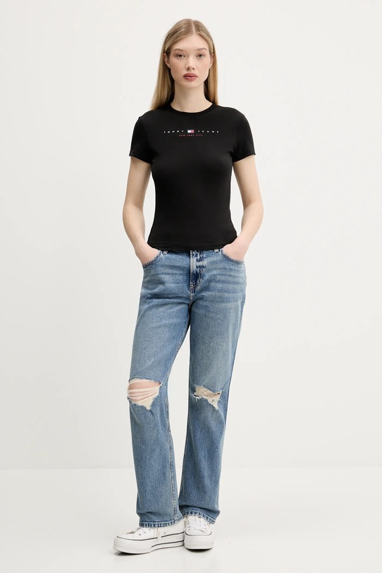 Tommy Jeans tricou din bumbac DW0DW21422 negru AW25